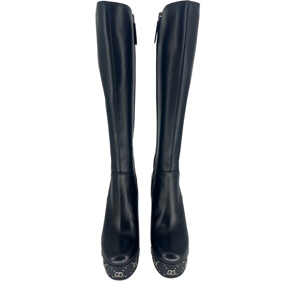 Gucci Black Janaya Platform GG Studded Tall Knee High Boot - Picture 8 of 16